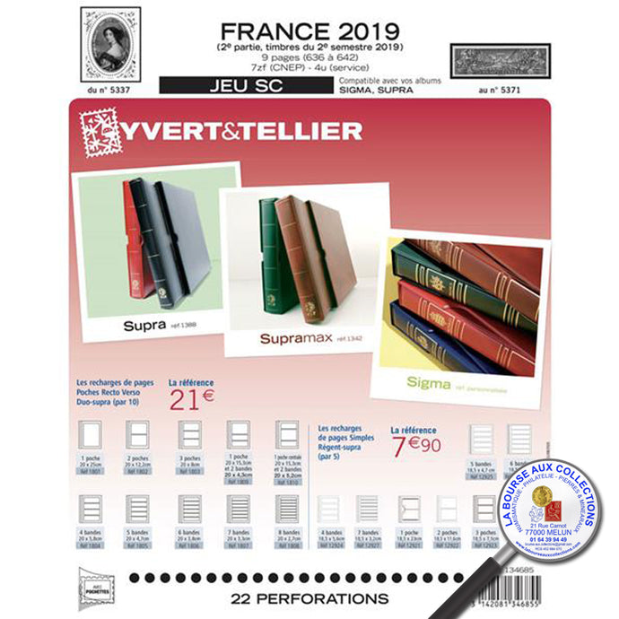 Yvert et Tellier - Jeu SUPRA France SC 2019-2ème semestre