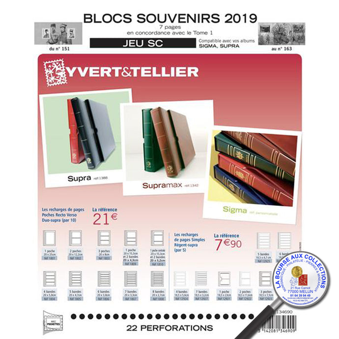 Yvert et Tellier - Jeu SUPRA France Blocs Souvenirs SC 2019