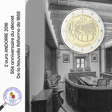 Charger l&#39;image dans la galerie, 2 euro ANDORRE 2016 - 50ème anniversaire du décret de la Nouvelle Réforme de 1866 / La Bourse aux Collections Numismate Melun
