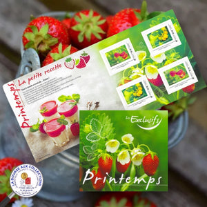 2021 - Collector 4 timbres adhésifs TVP - Les Exclusifs - PRINTEMPS - Fraises et framboises jaunes