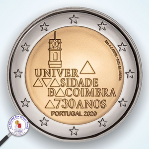 2 euros PORTUGAL 2020 - 730ème anniversaire de la fondation de l'Université de Coimbra / La Bourse aux Collections Numismate Melun