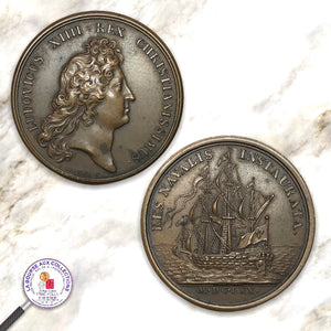 Médaille Galères Royales par J. Mauger. Refrappe pour la GRANDE SEMAINE MARITIME 1909 / La Bourse aux Collections Numismate Melun