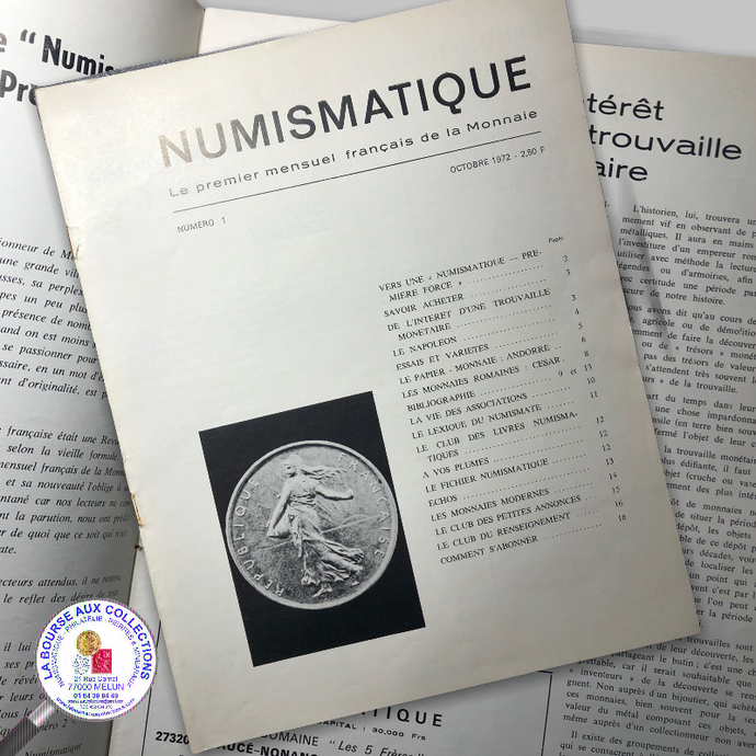 N° 1 - Catalogue mensuel Octobre 1972 Numismatique & Change