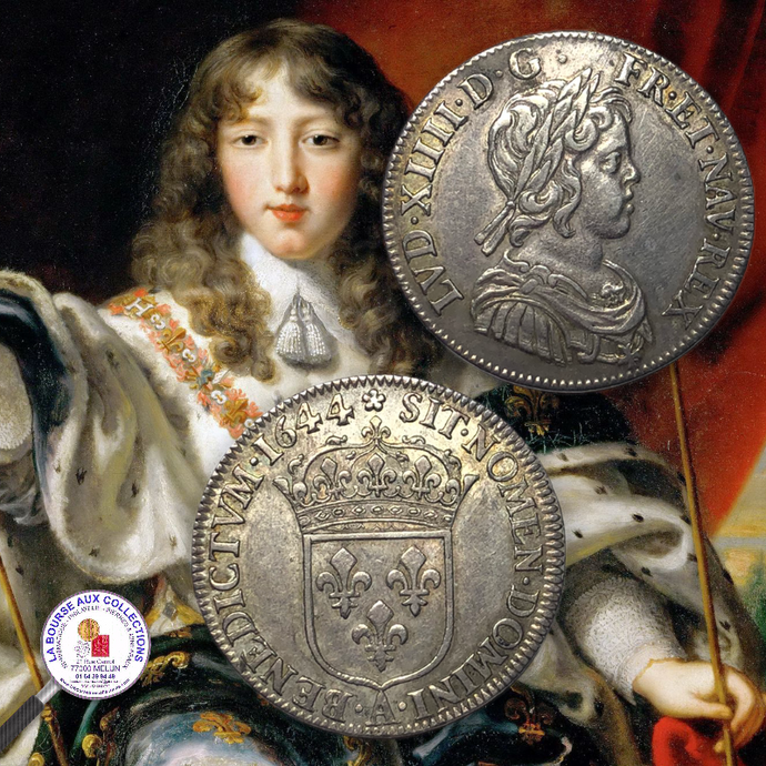 FRANCE - 1/4 ECU Louis XIV, à la mèche courte - 1644 A (rose)  / La Bourse aux Collections Numismate Melun