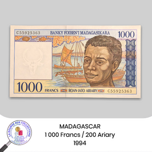 MADAGASCAR - 1 000 Francs / 200 Ariary 1994. Pick.76b