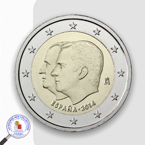 2 euro ESPAGNE 2014 - Succession au trône, double portrait des Rois Juan Carlos et de son fils Felipe VI  / La Bourse aux Collections Numismate Melun