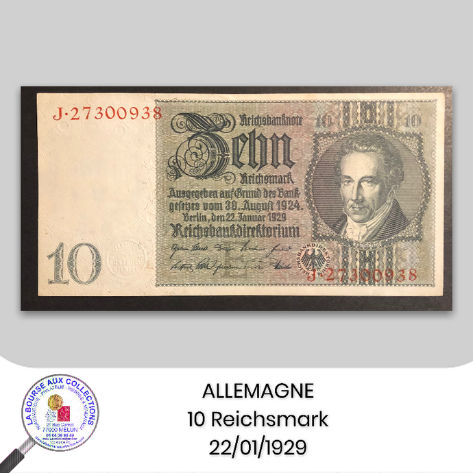 ALLEMAGNE - 10 Reichsmark - 22/01/1929. Pick.180a