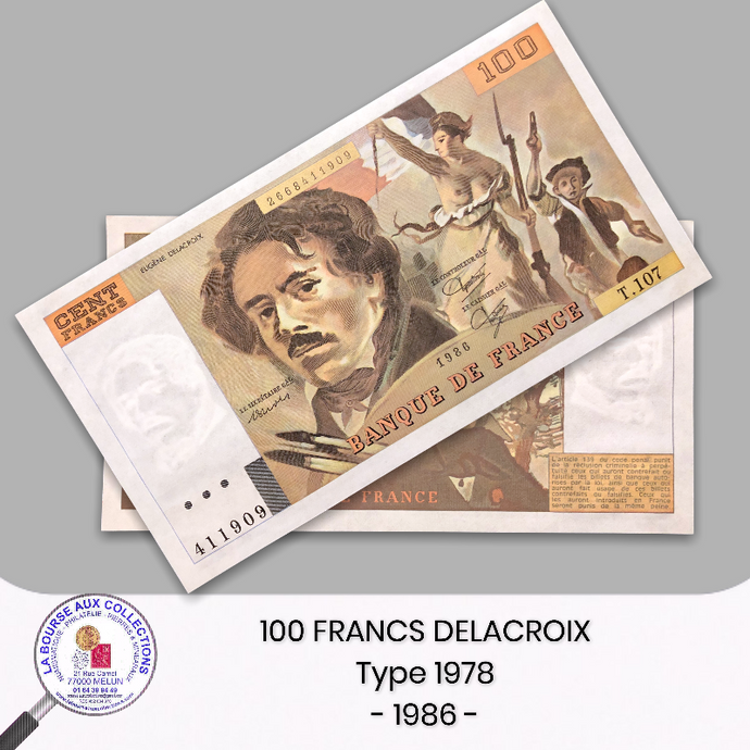 100 FRANCS Delacroix, type 1878 modifié - 1986. Fay.69/10 - NEUF/UNC