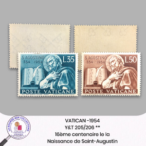 VATICAN 1954 - Y&T 205/206 - 16ème centenaire de la naissance de Saint-Augustin - Neufs **