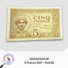 Charger l&#39;image dans la galerie, MADAGASCAR - 5 Francs - 1937 - Pick.135 / La Bourse aux Collections Numismate Melun
