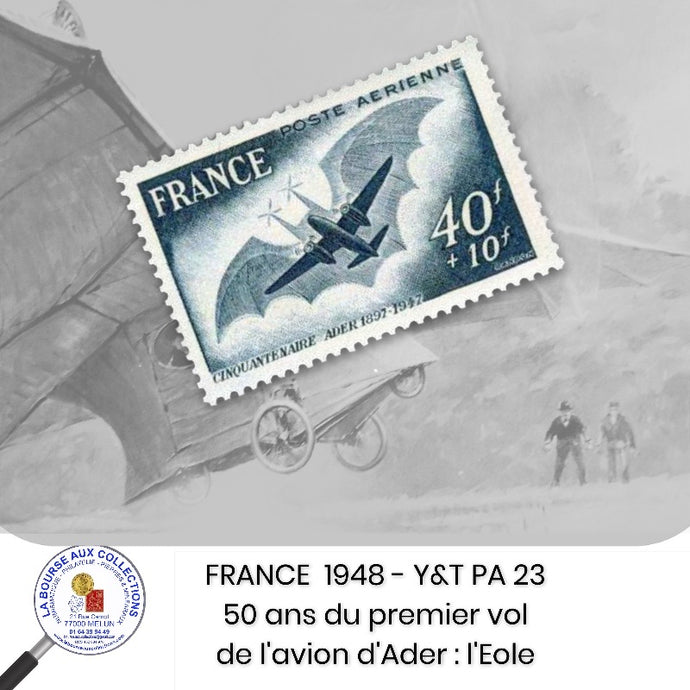 1948 - Y&T PA 23 - 50 ans du premier vol de l'avion d'Ader : l'Eole - Bleu - NEUF **