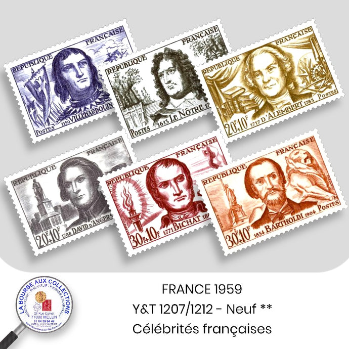 1959 - Y&T 1207/1212 - Célébrités Françaises - Neuf **