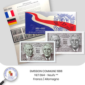 FRANCE 1988 - Emission commune - Pochette France-Allemagne - Y&T EM4 - 25 ans du traité de coopération Franco-Allemande - Neufs **