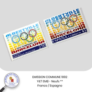 FRANCE 1992 - Emission commune France-Espagne - Y&T EM8 - Pays Olympiques - Neufs **