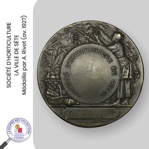 SOCIÉTÉ D'HORTICULTURE LA VILLE DE SÈTE - Médaille par A. Rivet (av. 1927)