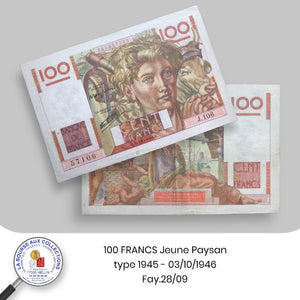 100 FRANCS Jeune Paysan type 1945 - 03/10/1946 - Fay.28/09