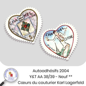 2004 - Autoadhésifs -  Y&T n°  AA 38/39 (3632/3633) -  Saint-Valentin / Cœurs du couturier Karl Lagerfeld - Neuf **
