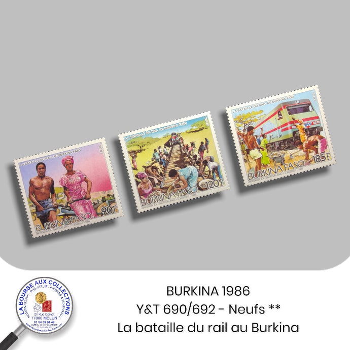 BURKINA 1986- Y&T 690/692 - La bataille du rail au burkina - NEUF **