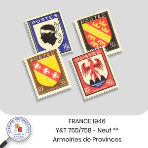 1946 - Y&T 755/758 - Armoiries de Provinces - Neuf **