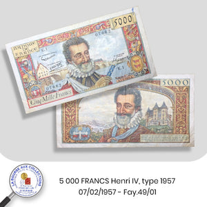 5 000 FRANCS Henri IV, type 1957 - 07/02/1957 - Fay.49/01