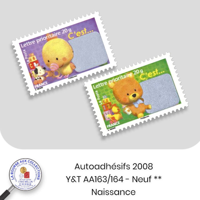 2008 - Autoadhésifs -  Y&T n° AA 163/164 (4184/4185) - Naissances : 