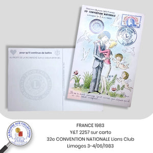 1983 - Y&T 2257 sur carte 32e CONVENTION NATIONALE Lions Club Limoges 3-4/06/1983