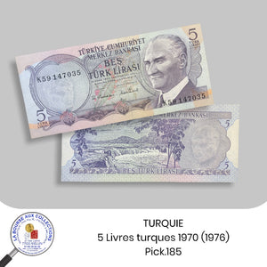 TURQUIE - 5 Livres turques 1970 (1976) - Pick.185 - NEUF/UNC