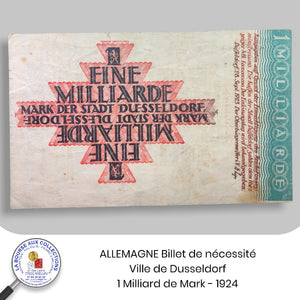ALLEMAGNE Billet de nécessité / Ville de Dusseldorf - 1 Milliard de Mark - 1924