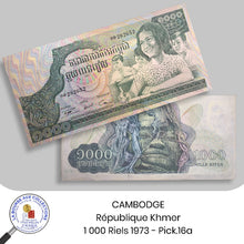 Charger l&#39;image dans la galerie, CAMBODGE, République Khmer - 1 000 Riels 1973 - Pick.16a - NEUF / UNC
