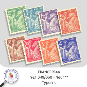 1944 - Y&T 649/656 - Type Iris  - Neuf **