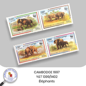 CAMBODGE 1997 - Y&T 1399/1402 - Faune protégée / Éléphant - NEUF **