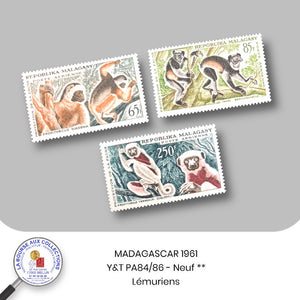MADAGASCAR 1961 - Y&T PA84/86 - Protection de la Faune / Lémuriens - NEUF **