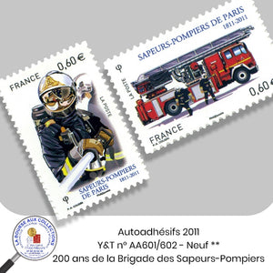 2011 - Autoadhésifs - Y&T n° AA 601/602 - Bicentenaire de la Brigade des Sapeurs-pompiers - Neuf **