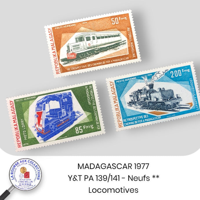 MADAGASCAR 1974 - Y&T PA 139/141 - Locomotives - Neuf **