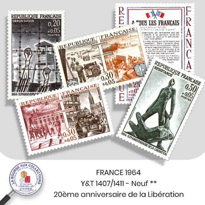 1964 - Y&T 1407/1411 - 20ème anniversaire de la Libération- Neuf **