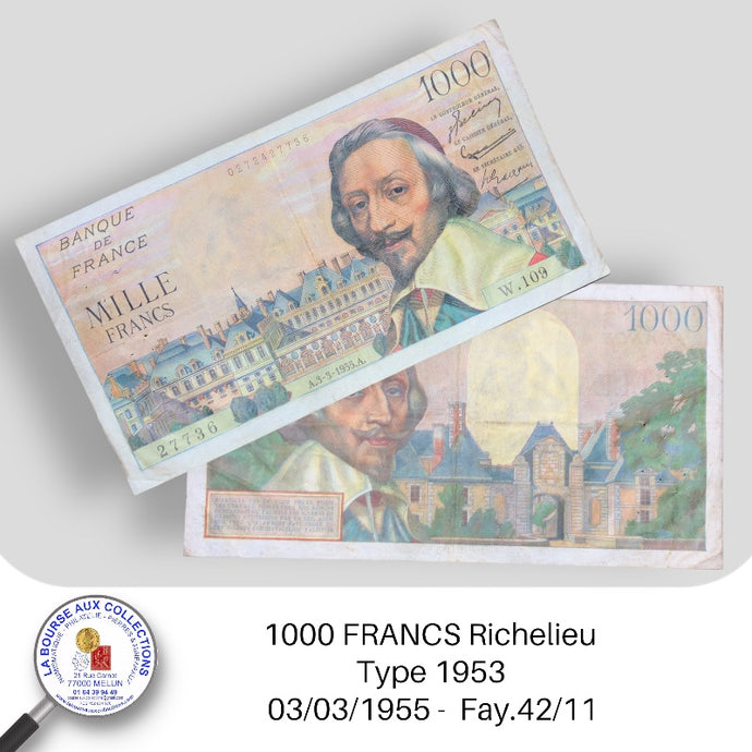 1000 FRANCS Richelieu type 1953 - 03/03/1955 - Fay.42/11