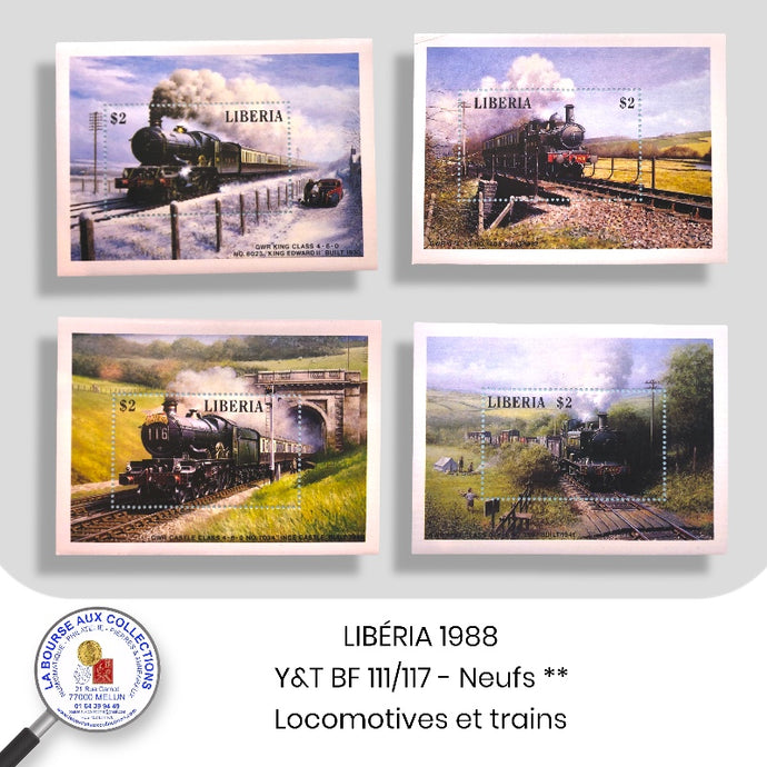 LIBERIA 1988 - Y&T BF 111/117 - Locomotives et trains - Neufs **