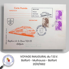 Charger l&#39;image dans la galerie, Cartes postales VOYAGE INAUGURAL du TGV Belfort - Mulhouse - Belfort  - 21/01/1982
