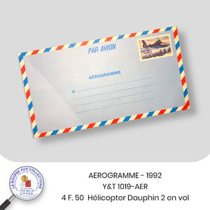 AEROGRAMME - 1992 - Y&T 1019-AER - 4 F. 50  Hélicopter Dauphin 2 en vol - NEUF **