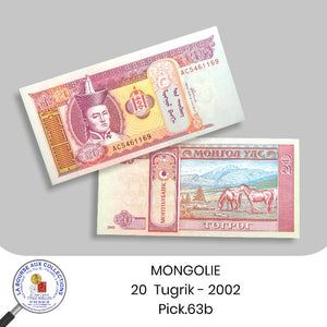MONGOLIE - 20  Tugrik - 2002 - Pick.63b - NEUF / UNC