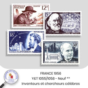 1956 - Y&T 1055/1058 - Inventeurs et chercheurs célèbres Français - Neuf **