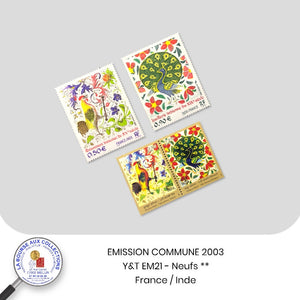 FRANCE 2003 - Emission commune France-Inde - Y&T EM21 - Arts - Neufs **