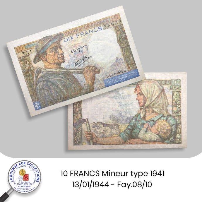 10 FRANCS Mineur type 1941 - 13/01/1944 - Fay.08/10