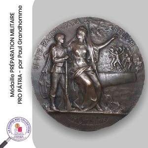 Médaille PREPARATION MILITAIRE Pro Patria par Paul Grandhomme