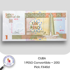 CUBA - 1 PESO Convertible – 2013 - Pick. FX46d