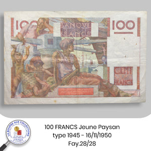 100 FRANCS Jeune Paysan type 1945 - 16/11/1950. Fay.28/28