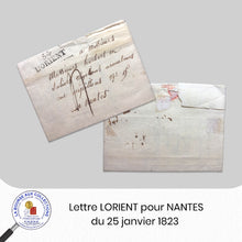 Charger l&#39;image dans la galerie, Lettre LORIENT pour NANTES du 25 janvier 1823
