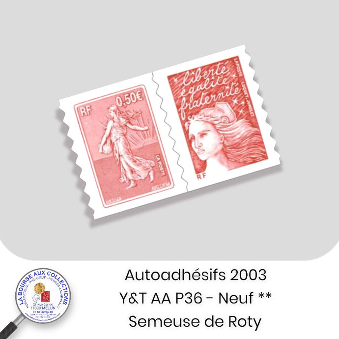 2003 - Autoadhésifs -  Y&T n°  AA P36 (3619 + 3035) - Semeuse de Roty - Neuf **