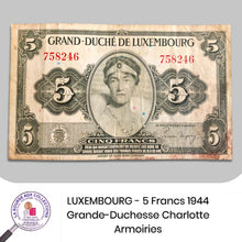 Charger l&#39;image dans la galerie, LUXEMBOURG - 5 Francs 1944 - Pick.43a
