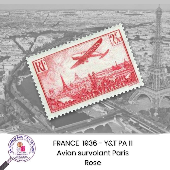 1936 - Y&T PA 11 - Avion survolant Paris - Rose